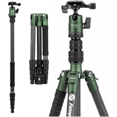 Fotopro Carbon Fiber Travel Tripod, Compact Camera Tripod with Ball Head, Detachable Monopod with Quick Release Plate and Bag, Holds up to 8kg