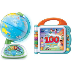 VTech Interactive Junior Globe - Luminous Children's Globe with 48 Touch Points & Baby My 100 Word Book: Places - Interactive Picture Book for Learning First Words