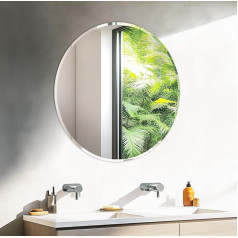 Artloge Wall Mirror Round Small Decorative Mirror 60 cm Round Mirror Silver Bevelled Mirror Hallway Decorative Living Room Mirror HD High-Quality Hanging Mirror for Living Room Bedroom 60 x 60 cm