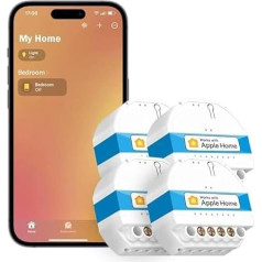 WiFi Relay WLAN Switch Works Apple HomeKit, meross Relay Module, for Smart Home DIY Surface/Flush-Mounted, Works with Alexa and Google, 2.4 GHz, 4 Pieces