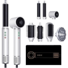 Hair Styler Set 7 in 1, OKWRAP Airstyler With 110,000 rpm High-Speed Motor Hair Dryer Warm Air Brush, 320 Millions Lonic Hair Styler Set with Air Curling Iron, Hair Dryer, Straightening Brush, Light,