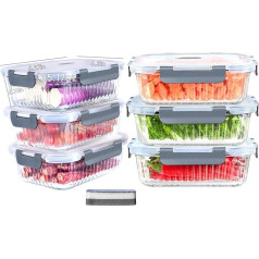 LNWSN 1040 ml Glass Storage Jars with Lid, Food Box Made of Heat-Resistant Borosilicate Glass, Sealed Food Storage Containers with Lid, Versatile Storage Tool for Baking Lovers, Grey