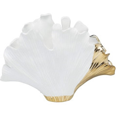 Kare Design Vase Gingko Elegance, White/Gold, Decorative Vase, Flower Vase, Stoneware, Hallway, Dining Room, 32 x 45 x 15 cm (H x W x D)