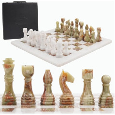 Radical White and Green Onyx Marble Chess Set Handmade Complete Marble Chess Set 16