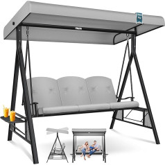 KESSER® Hollywood Swing with Sun Canopy 3-Seater and Seat Cushion | Garden Swing up to 360 kg Load Capacity | Garden Lounger with Non-Slip Feet | Swing Bench Water-Repellent for Outdoor and Indoor Use