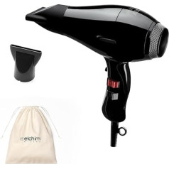 Xlite Plus Black Hair Dryer with White Cotton Bag - Professional Hair Dryer Made in Italy - Lightweight and Quiet, for Healthy Hair, Shorter Drying Time, 2400W