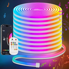 Lamomo RGB LED Strip 20 m, 24 V Neon LED Strip App Control, Waterproof Flexible Outdoor LED Strip, Music Sync Indirect Lighting Strip for Living Room, Bedroom, Playroom
