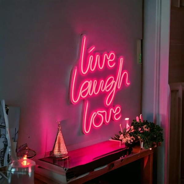 Live Laugh Love Neon Sign Live Laugh Love LED Light Neon Wall Decor for Bedroom Living Room Office Cafe Pink Party Light Valentine's Day Gift
