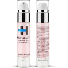 HEVOLUTA Strahlende Nacht-Gesichtscreme, Anti-Aging, feuchtigkeitsspendend, beruhigend, Anti-Falten, für reife und gestresste Haut, Bakuchiol & Melatonin, 100% Made in Italy
