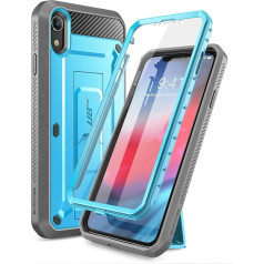 SUPCASE iPhone XR Case 360 Degree Mobile Phone Case Outdoor Case Robust Protective Case Full Cover [Unicorn Beetle Pro] with Integrated Screen Protector and Stand for iPhone XR 6.1 Inch 2018 (Blue)