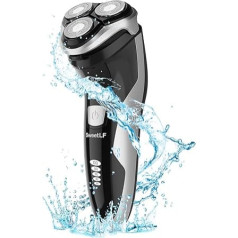 SweetLF Wet & Dry Electric Men's Razor with 4D Rotation Heads, Rechargeable Razor with LCD Display, IPX7 Waterproof Shaving + Beard Trimmer - Black