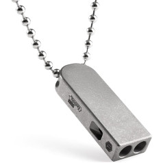 KeyUnity Titanium Emergency Whistle with Chain, Loud Emergency, Referee Whistle EDC Loud Signal Whistle for Outdoor Camping, Hiking & Training