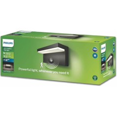Philips LED Bustan Ultra Efficient Outdoor Wall Light 9 W with Motion Sensor, 2700 K Warm White Light, Anthracite, IP44 Weatherproof, Single Pack
