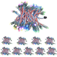 ALITOVE 500pcs 12V WS2811 LED Pixels Individually Addressable RGB LED Fairy Lights 12 mm Diffused Digital Full Colour Programmable LED Module Light Waterproof IP68 (10 x 50 LEDs/String)