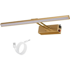 VIGMOJ Picture Light LED Wall Light, 17 Inch Full Metal Rechargeable Lighting, Wireless LED Picture Light for Dartboard, Mirror Paint, Frame, Artwork, Mirror, 5500 K