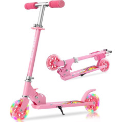 TENBOOM Scooter for Kids Ages 6-12/4-7, Easy Folding Kids Scooter with 3 Levels Adjustable Handlebar and Rear Brake, Light Up Scooter for Girls Boys