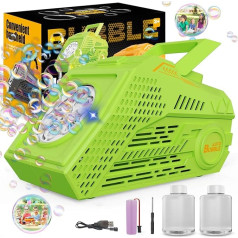 Bombble Automatische Seifenblasenmaschine, Bubble Machine 20000+ Blasen/Min mit Seifenblasenwasser/26 Löchers/2 Blasengeschwindigkeit/Licht, Geschenk für Kinder Hochzeit/Geburtstag/Bühne/Party