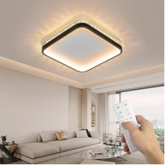OTREN LED Ceiling Light Dimmable 36 W Square with Remote Control 3000 K - 6500 K Bedroom Lamp for Living Room Bedroom Kitchen Bathroom Balcony Black 3600 lm Diameter 30 cm