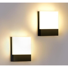 ledmo Pack of 2 15 W LED Wall Lights Outdoor/Indoor Wall Lamp Up and Down Lighting LED Outdoor Lights 3000 K Warm White Wall Lights IP65 Waterproof Wall Light Black