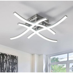 Goeco Deckenlampe LED Deckenleuchte Modern 24W Flurlampe Decke mit 4 LED-Boards Kaltweißes Licht 6500K LED Lampen Deckenbeleuchtung für Schlafzimmer Wohnzimmer Küche, Silber 46 cm * 46 cm