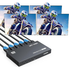 MT-VIKI 4K60Hz HDMI Splitter 1 in 4 Out Simultaneously HDMI Splitter 4 Monitors Mirror HDMI Splitter 1x4 EDID HDCP 2.2 40 m Long Distance Transmission