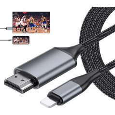 lulaven HDMI Cable for iPhone PAD Pod to TV Monitor Projector, Digital HDMI Video Adapter Cable, 4 m, 1080p, Compatible with All iOS Devices, iPhone14 13 12 11, Plug & Play