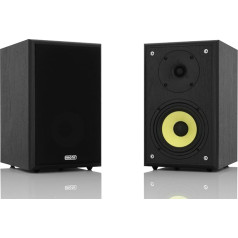mohr 1 Pair of Shelf Speakers KL20 Compact Speakers Black Wavecor Tweeter, Polyamide Subwoofer Diaphragm, Shelf Boxes, Compact Boxes