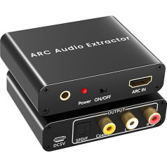 HDMI ARC Adapter, 192 KHz DAC Digital Analogue Audio Converter with HDMI ARC Input to Optical/SPDIF Coaxial Stereo L/R 3.5 mm Jack Output for HDTV Soundbar