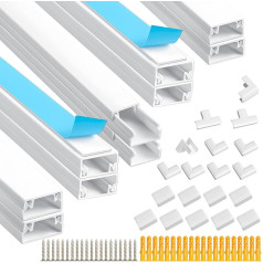 Romon Cable Duct White Self-Adhesive Pack of 10 Cable Duct Corner Outdoor Use with Foam Tape Ready 0.4 m x 20 mm x 10 mm Cable Ducts Mounting on the Wall for Cable Management Cable Management Cable