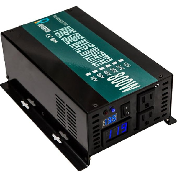 WZRELB RBP80012B1 800W Pure Sine Wave 12V DC to 120V AC Solar Power Inverter with Long Life LED Indicator