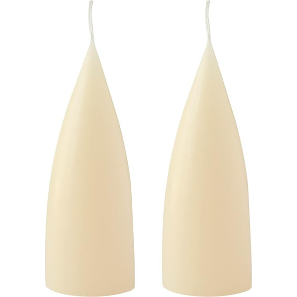 Kunstindustrien® Pillar Candles, Made in Denmark, 43 Colours Available, Taper Candle, Dyed Pillar Candle, Long Burning Time of 15 Hours, Candle Decoration, Pack of 2, 6.5 x 16 cm (Ivory)