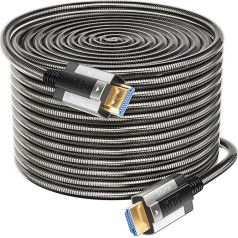 Siwket 8K HDMI Fibre Optic Cable 30 m, Steel Armour Optical HDMI 2.1 Cable 48 Gbps Ultra High Speed 8K @ 60Hz 4K @ 120Hz Dynamic HDR eARC Dolby HDCP 2.2 & 2.3 for HDTV/Projector/Home Cinema/TV