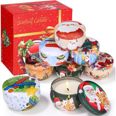 Christmas Scented Candles Gift Set, 8 Pieces, 2.5 Oz, Soy Wax Candles Fragrance Set, Birthday Gift, Personalised Gifts for Christmas, Anniversary, Small Gifts for Women, Men, Friend