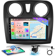 8 Core 4+64GB Android 13 Car Radio for Renault Dacia Sandero II B52 2012-2019 Radio Wireless CarPlay Android Car Bluetooth Hands-Free Kit 9 Inch Screen GPS WiFi SWC USB Type-C DSP