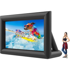 Outdoor Inflatable Movie Screen Mega Projector with Air Blower Tie Down Straps Repair Kit and Storage Bags Support Front and Rear Projection for Movie Night Cinema 20ft