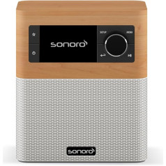 sonoro Stream Internet Radio with Bluetooth & DAB Plus (FM/FM, Wi-Fi, MP3, Spotify, Amazon, Deezer, Splash-Proof) Design Kitchen Radio Maple / White