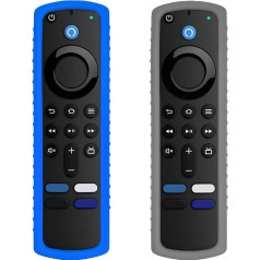 Schutzhülle für Fernbedienung, freundliches Silikon-Material, staubdicht, waschbar, sturzsicher, kompatibel mit den meisten Modellen von 4K-Sprachfernbedienungen, Grau und Blau, 2 Stück