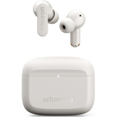 Urbanista Palo Alto True Wireless Earbuds, Bluetooth Earphones with Adaptive Noise Cancellation, 45 Hours Total Playtime, USB-C Charging Case, IP54 Waterproof, Compatible with iOS and Android, White