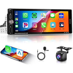 Android Autoradio 1 Din mit Wireless CarPlay & Android Auto, Hodozzy 6,9 Zoll Touchscreen Autoradio 2G+32G mit Navi, Mirror Link, Bluetooth, WiFi, DSP, FM/RDS Radio, USB/Type-C,Rückfahrkamera
