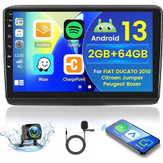 2 + 64 GB Android 13 Car Radio for Iveco Daily/KLen RV 2013-2021 Radio Wireless Carplay Android Car, 9 Inch IPS Touch Screen Radio with Rear View Camera, Bluetooth, Navi, WiFi, DSP, EQ, Mirror Link