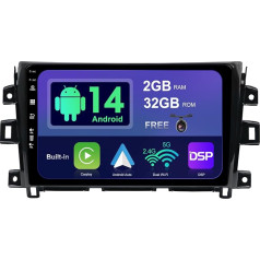 SXAUTO Android 14 IPS Autoradio für Nissan NAVARA NP300 (2016-2018) - Eingebaut CarPlay Android Auto - Rückfahrkamera KOSTENLOS - 2G+32G - Lenkradsteuerung DAB Fast-Boot Bluetooth - 2 Din 10.1 Zoll