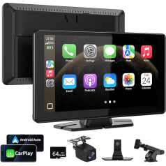 9 Inch Wireless Carplay Display Android Car Display with Touch Screen, Wireless Carplay Screen, Android Car Screen with AUX/FM, Play Music, Siri, Mirror Link, Bluetooth for All Vehicles