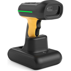 Inateck Industrial Barcode Scanner Wireless, 2D QR Code Scanner with Intelligent Charging Station, IP67 Waterproof and Dustproof, Barcode Reader with 2600 mAh Battery, Handheld Scanner with App & SDK,