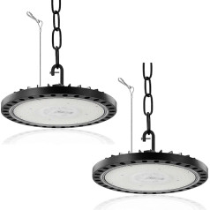 Bellanny UFO Lamp 300W LED 10000LM 6500K Daylight White Industrial UFO Lamp IP65 Waterproof Ultra Thin LED Warehouse Lighting for Workshop Factory Garage 2 Packs