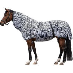 HKM Eczema Rug Zebra With Adjustable Neck Cover Stretch Horse Protection Blanket