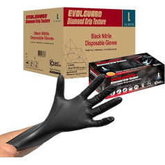 Safe Health Nitrile Disposable Gloves Black 1000 (10 x 100 Pieces), Nitrile Gloves L Extra Strong Powder-Free Latex Free Gloves Disposable Grease Resistant Cleaning Car Workshop Accessories in Sizes