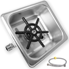 GOLDMAN SERVICE | Automatic High Pressure Glass Rinser for Kitchen Sink - Professional Glass Cleaner with Square Stainless Steel Container | Dimensions: 17 x 16 cm