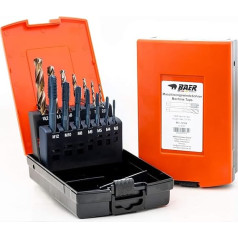 BaerCoil BAER Tap and Die Set HSSE Stainless Steel: Machine Tap Through Hole, Core Hole Drill: M 3-12 - Tap Set - Thread Cutting Set - Stainless Steel Drill