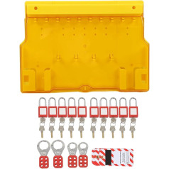Lockout Tagout Station with Lotus Devices, Lock Out Tagout Kit Board with Cover, 10 Padlocks, 10 Non-Operating Tags and 4 Buckles