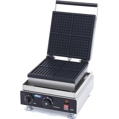 Maxima Mini Gastro Waffle Iron Square - Pack of 4 - 113 x 14 x 113 mm (per waffle) - with Timer - 1750 Watt